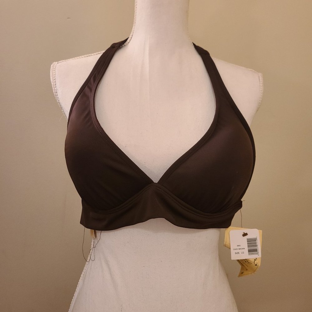 Magic Bra Swim  Halter Top Large Brown Brand New